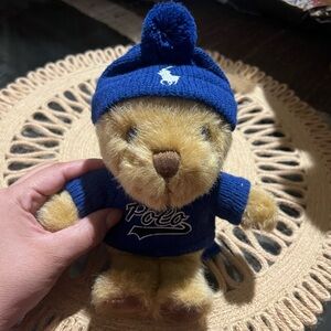 Ralph Lauren Polo Teddy Bear Blue Knitted Hat Sweater Embroidered e3